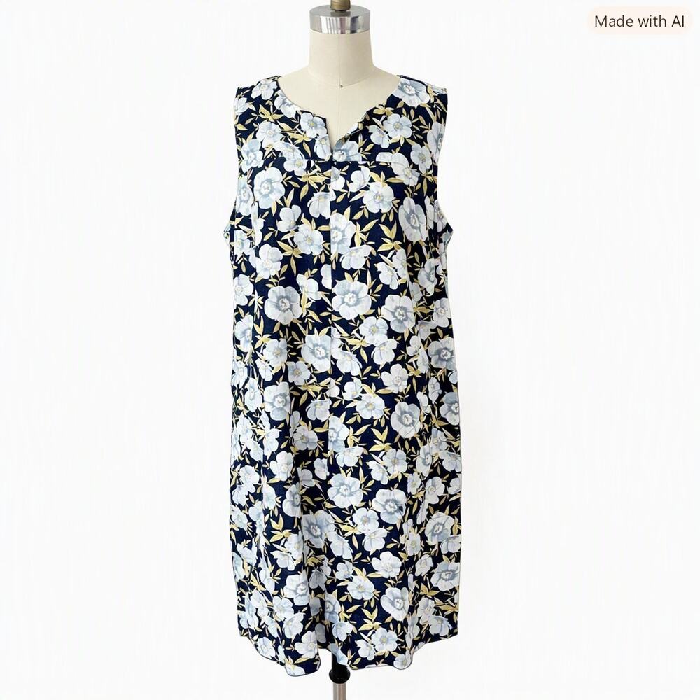 J. Jill Love Linen Sleeveless Floral Shift Dress Size Medium